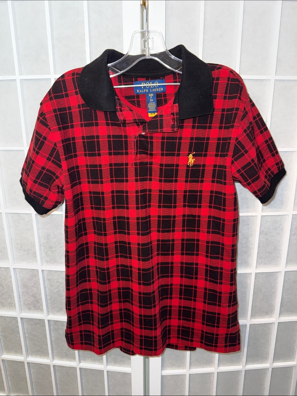 Girls Polo Ralph Lauren Red & Black Plaid Short Sleeve Polo Size 8